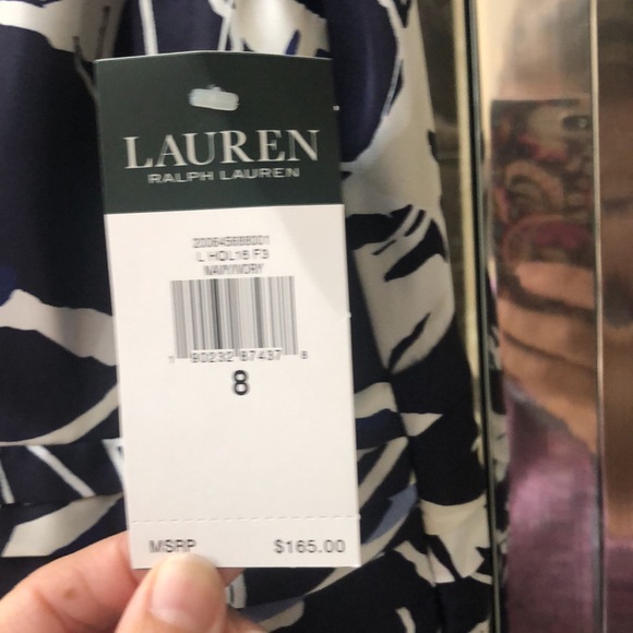 Ralph Lauren dress, size 8, navy/ivory in navy/ivory in color. - Picture 6 of 8